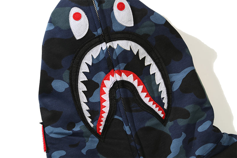 Striped Navy Designer Shark Full Zip Up Unisex Hoodie Y2K Style Streetwear Made with High-Quality Material