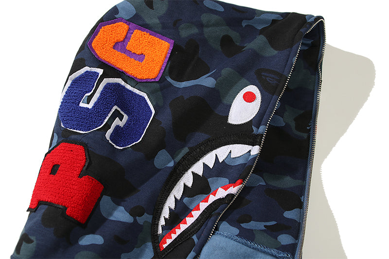 Striped Navy Designer Shark Full Zip Up Unisex Hoodie Y2K Style Streetwear Made with High-Quality Material